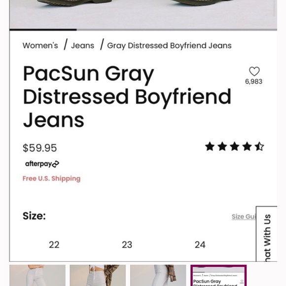 PACSUN Gray Distressed Boyfriend Jeans - Picture 5 of 5